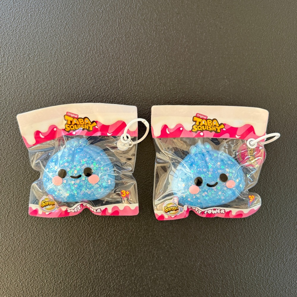 2 Taba Squishy Sensory Toy Kids Blue Glitter Dumpling
